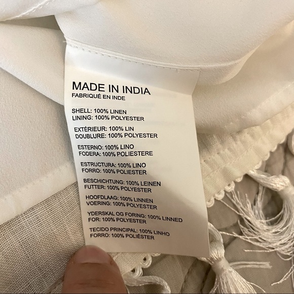 Club Monaco | Cropped Linen Tassel Camisole — White | XS - Picture 6 of 11